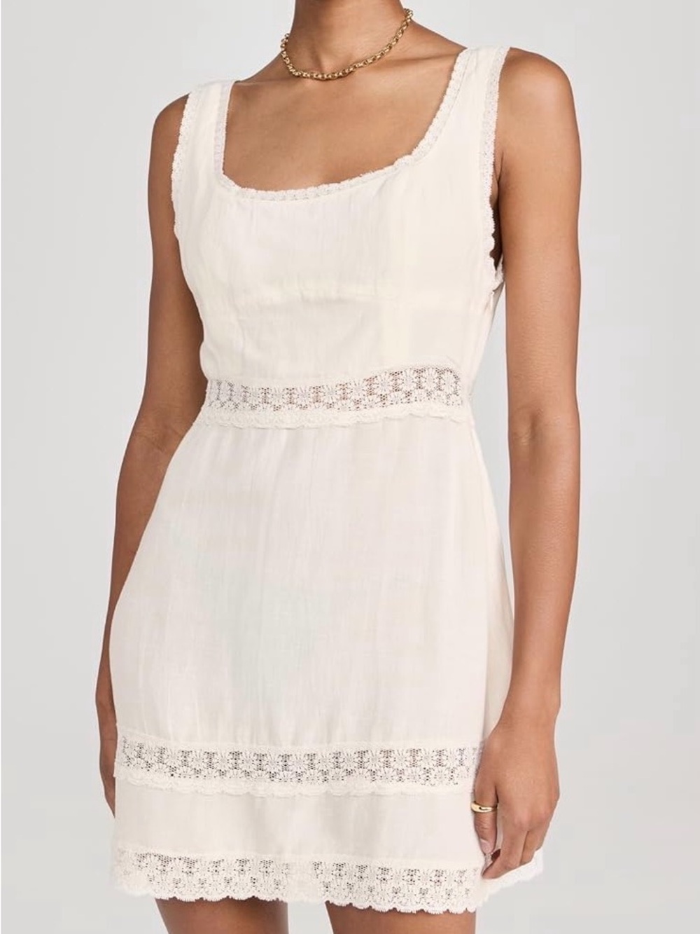 Rixo Ronan Linen Mini Dress Cream - Picture 2 of 4